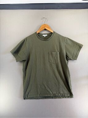 Engineered Garments New York Men T-Shiry Green Size Medium Pocket Cross Crewneck